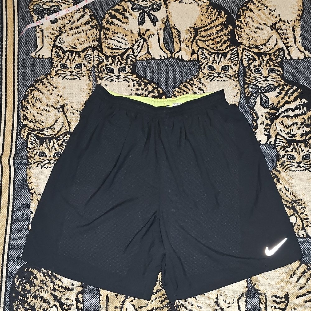 Nike Pro Black Shorts with White Swoosh Womens Medium Lined